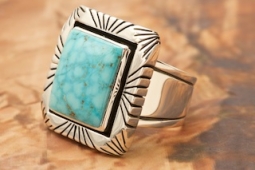 Bird's Eye Kingman Web Turquoise Ring by Navajo Artist Tim Bedah